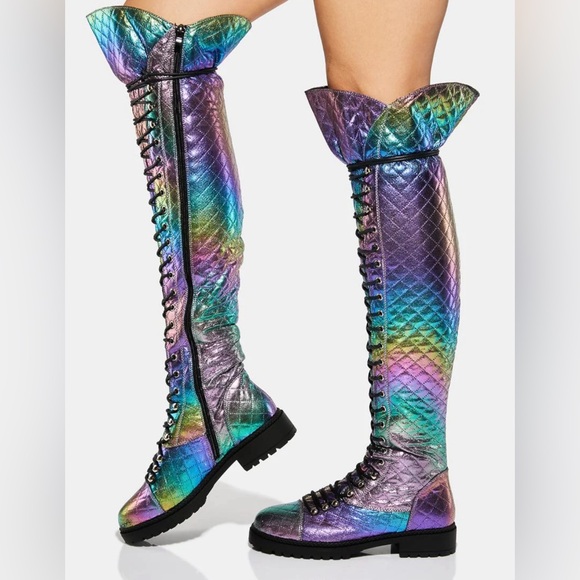 Anthony Wang quilted over the knee lace up boots women’s - Picture 7 of 7